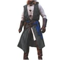 thumbnail image 2 of Medieval Costume Men Viking Cotton Linen Hooded Sleeveless Surcoat, Mens Renaissance Costume Big and Tall Sizes S-3XL Gray, 2 of 5