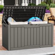 Dextrus Outdoor 100 Gallon Resin Deck Box, Weatherproof&Lockable,Light Brown