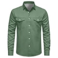 thumbnail image 3 of Bosfbaoi Long Sleeve Button Down Shirts for Men Western Style Point Collar Dual Chest Pockets Solid Casual Work Shirts, 3 of 7