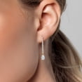 thumbnail image 3 of Gem Stone King 14K Yellow Gold White Moissanite and Lab Grown Diamond Dangle Earrings for Women | 1.16 Cttw | Gemstone Birthstone | Pear Shape 6X4MM, 3 of 7