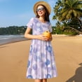 thumbnail image 4 of Easygdp Winter With Snowflakes para Vestido Transpirable de Mujer, Vestido Suelto de Manga Corta con Pliegues y Bolsillos para el Verano, 4 of 6