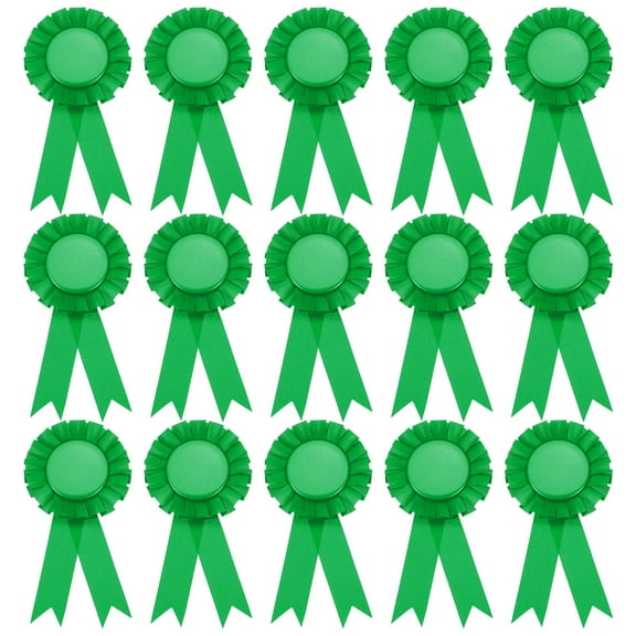 Uxcell 15Pcs Blank Award Ribbon, 6" x 3" Honorable Participation Badge Ribbons for Sports Events, Green