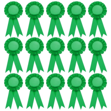 Uxcell 15Pcs Blank Award Ribbon 6 x 3 Honorable Participation Badge Ribbons for Sports Events Green