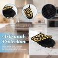 thumbnail image 3 of 2 Pcs Oven Mitts Non-Slip Cotton Mitts Set for Kitchen Baking Cooking,Yellow Sunflowers On A Black Background, 3 of 7