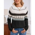 thumbnail image 7 of Women's Fair Isle Sweater, Crew Neck Long Sleeve Knit Pullover Christmas Holiday Winter Sweater by Cogild, 7 of 7