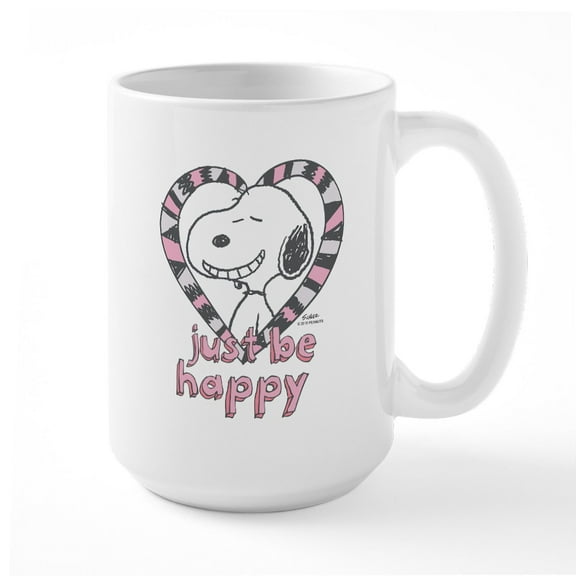 CafePress - Snoopy Just Be Happy Mugs - 15 oz Ceramic Large White Novelty Mug