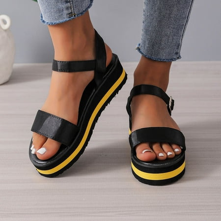 

Giligiliso Clearance Sandals for Women Sandals for Women Summer ladies Open Toe High Heels Beach Sandals Thick Soled Shoes