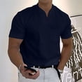thumbnail image 5 of Summer Men Business Causal T-shirt Beach Fashion Thin Stand Collar Solid Tee V-neck Breathable Fitness Korean Streetwear Tops, 5 of 7