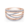 thumbnail image 3 of AFFY Round Cut White Cubic Zirconia Multi Row Eternity Band Ring In 14K Rose Gold Over 925 Sterling Silver (0.7 cttw) Ring Size-5.5, 3 of 8