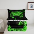 thumbnail image 5 of Erosebridal Gaming Bedding Sets Twin, Gamer Comforter Video Game Console Comforter Set For Teen Men Room Decor,Reversible Geometric Gamepad Bed Set Green Black 1 Pillow Case, 5 of 7