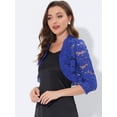 thumbnail image 3 of Cárdigan elegante con cuello con volantes pamujer, top de encogimiento de hombros con encaje floral transparente Azul joL, 3 of 5