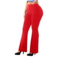 thumbnail image 3 of Tummy Control Butt Sculpting Flare Pants With Pockets - Barbados Cherry, 3 of 7