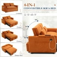 thumbnail image 3 of Lunale Convertible Sofa Bed with USB, 55" Loveseat Sleeper for Living Room, Apt, Orange Velvet, 3 of 10