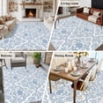 thumbnail image 6 of 8x10 Washable Area Rug, Baroque Style Non-Slip Extra Large Rectangle Rug for Living Room Bedroom, Grey Blue Skull Classical Floral Mysterious Indoor Floor Mat for Home Decor, 6 of 9