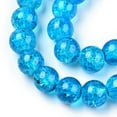thumbnail image 2 of 1Strand Spray Painted Crackle Transparent Glass Beads Strands Round Deep Sky Blue 8mm Hole: 1.3~1.6mm about 100pcs/strand 31.4 inch, 2 of 3