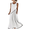 thumbnail image 2 of Sokhug Womens Sleeveless Maxi Dress Round Neck Color Block with Pockets Casual A Line Summer Dresses, 2 of 9
