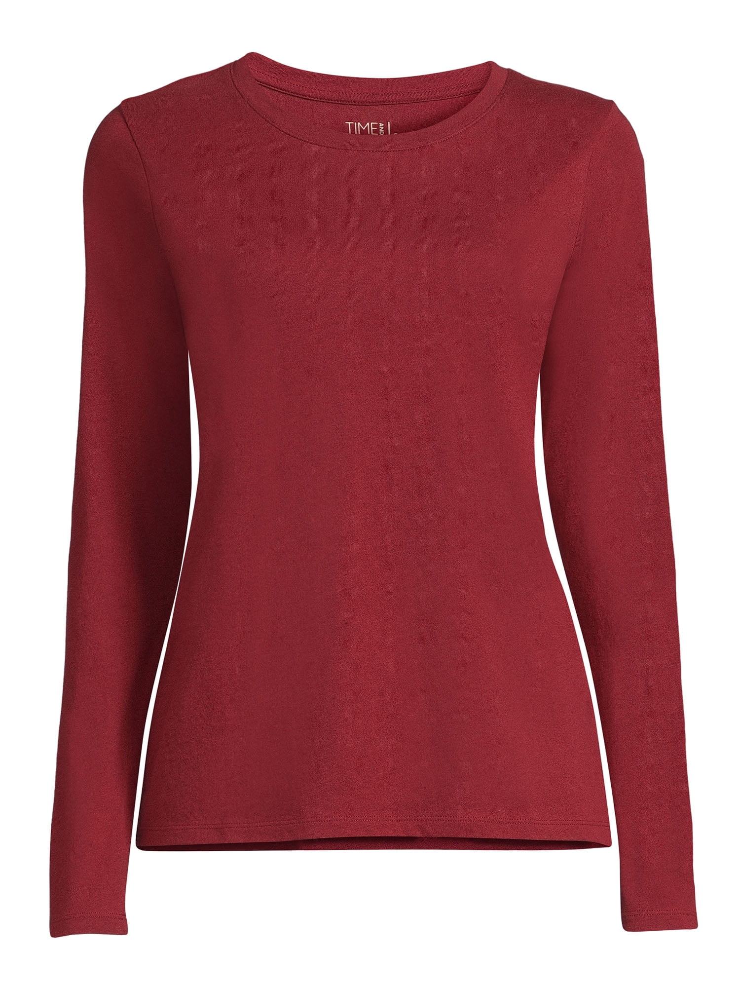 Time and Tru Crewneck Cotton Long Sleeve T-Shirt (Women's)