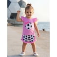thumbnail image 5 of BemeyourBBs Toddler Baby Girls Football Outfit Infant Baby Girls Summer 2 Piece Outfits Flying Short Sleeve Soccer Bow Embroidered TShirt Tops Ruffle Trim Shorts Sets Toddler Girls Summer Outfit, 5 of 9