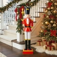 thumbnail image 5 of Costway 4’ Christmas Nutcracker with High Hat & Beautiful Scepter, Uniform & Boots for Yard Black+Red, 5 of 10