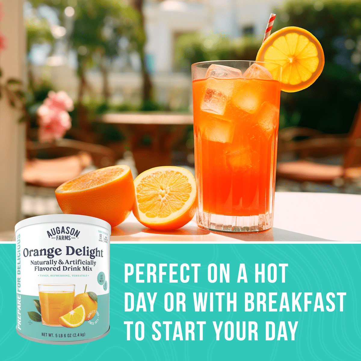 Orange Delight Flavored Drink Mix, 52 Servings, 30 Year Shelf Life, Certified Gluten Free, Good Source of Vitamin C - Canned Orange Citrus Flavor Drink Mix Powder, Emergency Food Supplies