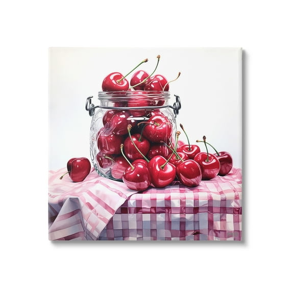 Stupell Industries Cherries in Country Jar Food & Beverage Painting Gallery Wrapped Canvas Art Print Wall Art, 17 x 17
