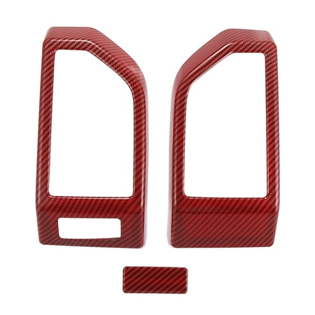 

3pcs Carbon Fiber Pattern Red Dashboard Panel Air Conditioner Outlet Vent Covers Trim for Ford F150 2015-2020