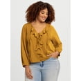 thumbnail image 2 of Jessica Simpson Women's Plus Hilaria Cotton Ruffle Top with Long Sleeves, Sizes 0X-4X, 2 of 6