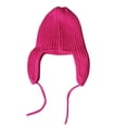thumbnail image 4 of XIAOCHA Rib‑Knit Earflap Beanie for Women Solid Outdoor Fall‑Winter Headwrap,Hot Pink, 4 of 7