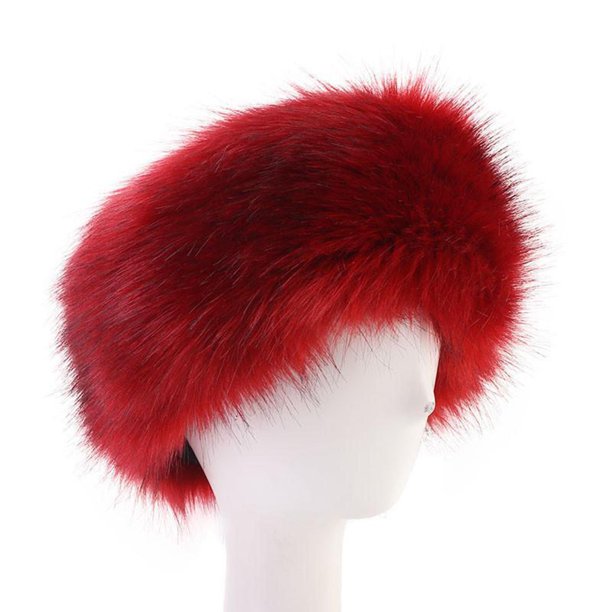 Diadema de piel sintética para mujer-orejeras peludas de invierno-orejeras esponjosas de tiempo frío que cubren las rusas - Rojo Salvador Dali Diademas calentadoras de orejas de piel