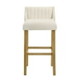 thumbnail image 3 of Fauna Modern Transitional Wood Bar Height Kitchen Bar Stool in Amber Glow Finish with White Boucle Fabric Upholstered Seat - Set of 4, 3 of 5