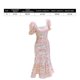 thumbnail image 2 of Vestido de verano para mujer, con escote cuadrado, manga corta abullonada, color liso, cintura alta, informal, fruncido, fluido, corte A, 2 of 5