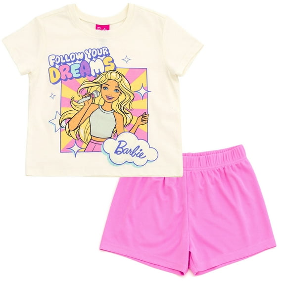 Barbie T-Shirt and Mesh Shorts Outfit Set Toddler to Big Kid