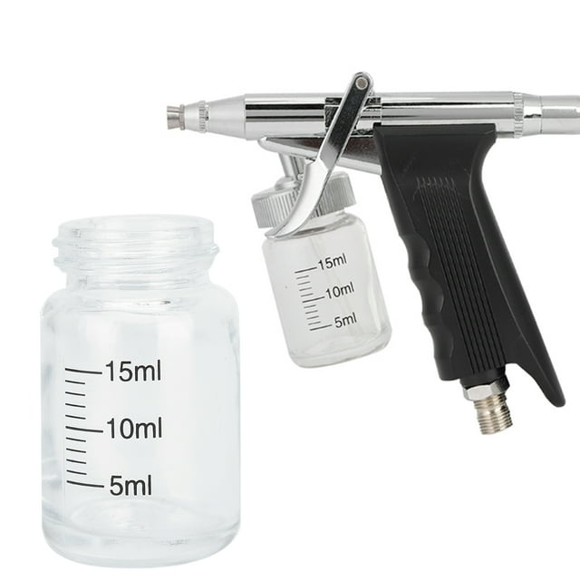 Bouteille d'Aérographe en Métal, Vaporisateur d'Aérographe, Pot d'Aérographe Transparent Transparent Vide avec Couvercle à Succion Standard