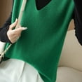 thumbnail image 3 of DHFJKG Womens Knitted Sweater Vests Layering Top Deep V Neck Solid Color Sleeveless Tunic Pullover Loose Fit Versatile Tops, 3 of 5