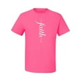 thumbnail image 2 of Vertical Cross Christian Faith Inspirational/Christian Men's Graphic T-Shirt, Neon Pink, Medium, 2 of 3
