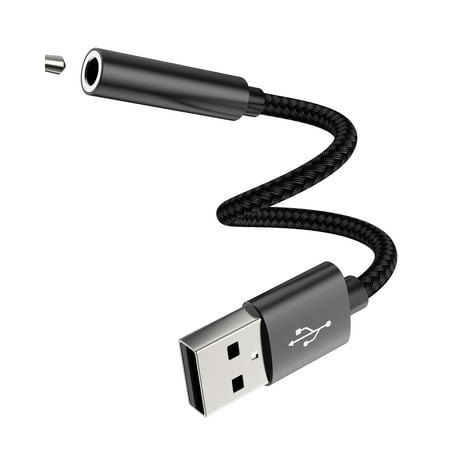USB Male to 3.5mm Female Audio AUX Jack Adapter Headphone Cable Sound PC Car Microphone External Headset Converter Auxiliary DAC Input Stereo Cord Dongle Interface Replacement Speaker for Apple