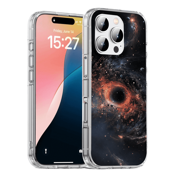 HZSY. Protective Gel Phone Case for iPhone 16 Pro Max - Printed Red Black Hole