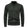 thumbnail image 4 of Alkepwun Mens Cardigan Sweater Button Down Stand Collar Round Neck Pullover Long Sleeved Loose Base Shirt Top Sweater, 4 of 5