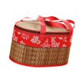 thumbnail image 4 of Cesta tejida de bambú, cesta para almacenar alimentos, asas dobles, cesta multiusos tejida a mano con asa para regalo, cesta para envolver rojo, 4 of 9
