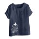 thumbnail image 4 of Vestidos Casuales Para Mujer, Blusas De Mujer De Moda Blusa informal de lino con cuello redondo, manga corta y botones para mujer, 4 of 4