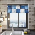 thumbnail image 2 of Yayeee Window Valance for Kitchen Farmhouse Rod Pocket Blue and Gray Paid Pattern Short Curtain for Living Room, 2 of 6