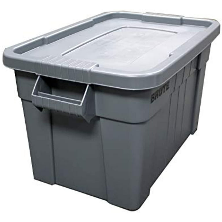 Rubbermaid Commercial Products Brute Tote Storage Container With Lid, 20-  Gallon, Gray (FG9S3100GRAY)
