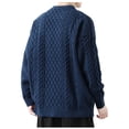 thumbnail image 4 of UVEASISHA Men's Cable Knit Sweaters Comfy Drop Shoulder Long Sleeve Crewneck Jumper Tops Casual Loose Knitted Sweater Fall Winter Fashion Pullover Blue XL, 4 of 4