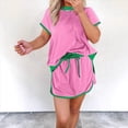 thumbnail image 2 of Conjunto de Dos Piezas para Mujer, Jersey Informal de Corta, Pantalones Cortos A Juego, Chándal Rosa Talla S, 2 of 4
