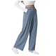 thumbnail image 3 of Pantalones de Traje Anchos para Mujer, Holgados, de Cintura Alta Elástica, Informales, Largos, Color Azul Marino, Talla XL, 3 of 7