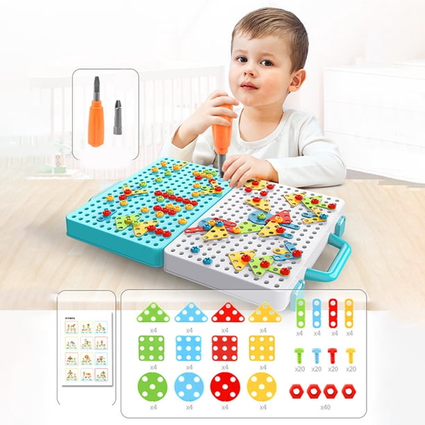 Juego de construcción de tornillos y pernos de 188 piezas | Juguetes educativos de construcción para niños | Motricidad fina y aprendizaje STEM | Tornillos, pernos y herramientas de plástico d