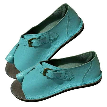 

Womens Flat Sandals Open Toe Buckle Strap Beach Shoes Anti-slip Breathable for Summer