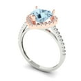 thumbnail image 2 of Halo Engagement Ring for Women - 2.285ct Natural Aquamarine in 14K White/Rose Gold Promise Ring, 2 of 6
