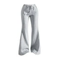 thumbnail image 2 of Jxximdong Pants for Women Flare Wide Leg Sweatpants Women Drawstring High Waisted Cotton Joggers Casual Flowy Yoga Pants With Pockets Gray XL Trousers, 2 of 8