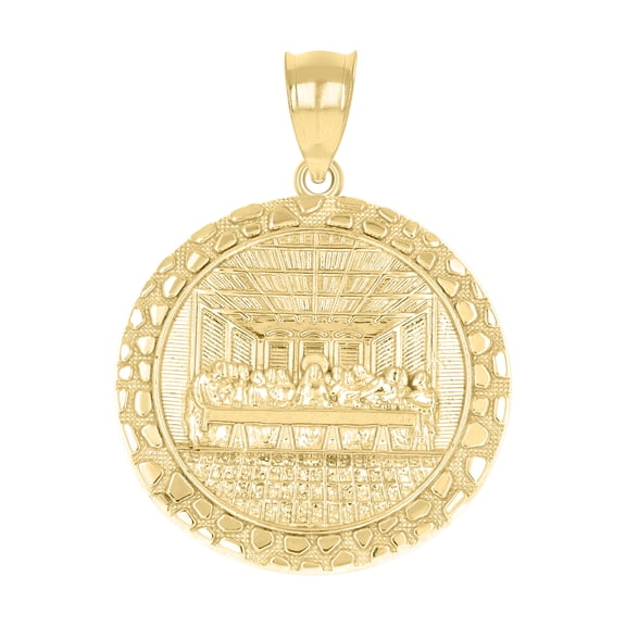10k Yellow Gold Mens Nugget Last Supper Religious Charm Pendant